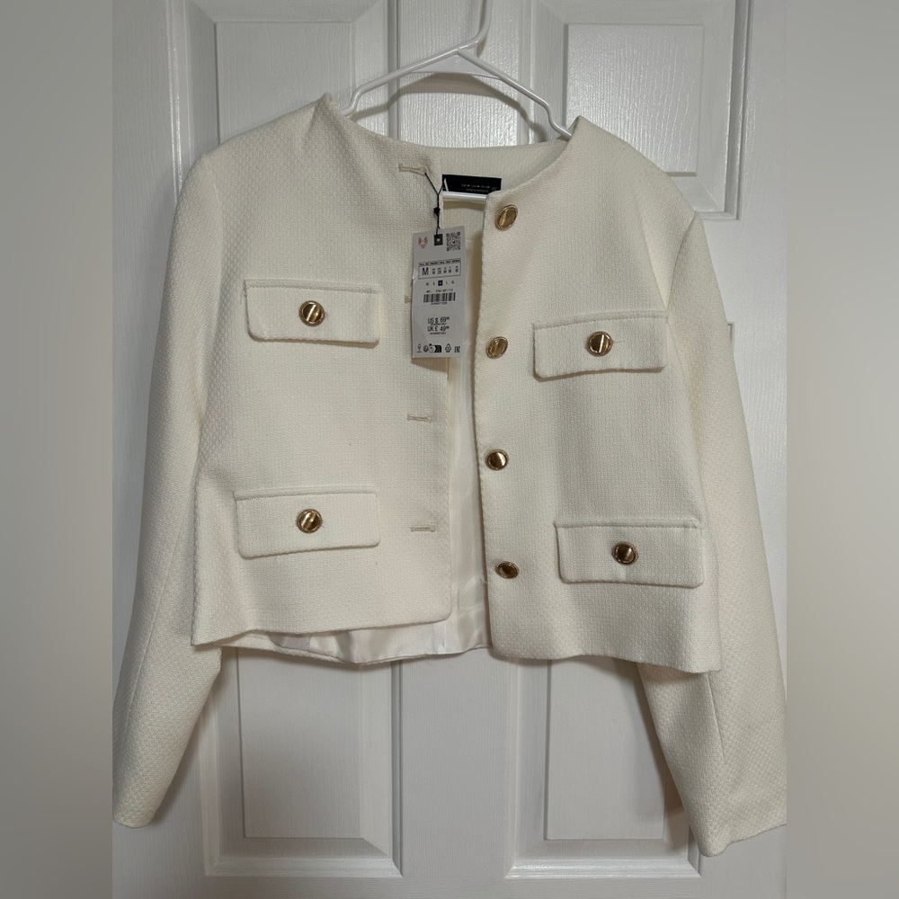 Zara Cream Blazer with Gold Buttons